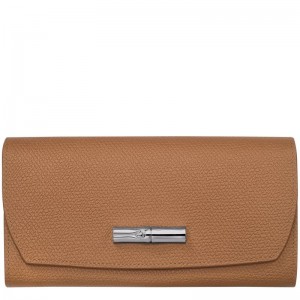Beige Longchamp Roseau Continental Women's Wallet | 3825-OLUDK