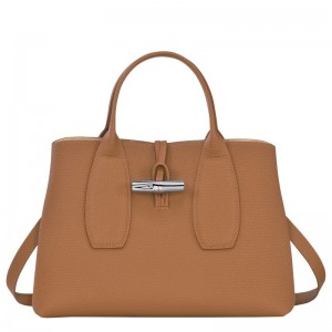 Beige Longchamp Roseau M Women's Handbag | 4327-SRUJD
