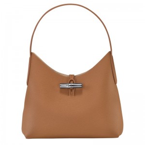 Beige Longchamp Roseau M Women's Hobo Bag | 5278-KROSH
