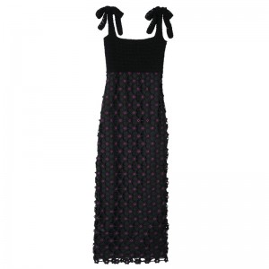 Black Longchamp Dress Women's Dress | 5190-VBUFL