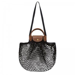 Black Longchamp Le Pliage Filet L Women's Handbag | 0917-GBAUY