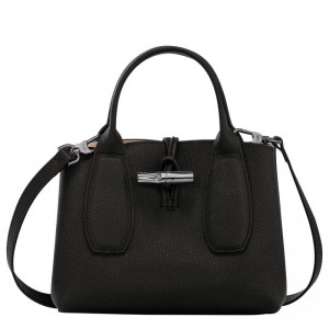 Black Longchamp Roseau S Women's Handbag | 9281-NOHQA