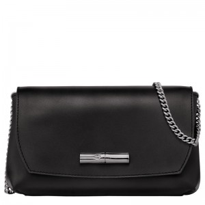 Black Longchamp Roseau Women's Clutch Bag | 3046-DMTSV