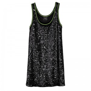 Black Longchamp Short Women's Dress | 9780-FQTKL