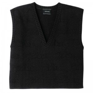 Black Longchamp Sleeveless Women's Sweaters | 5267-UXAPT