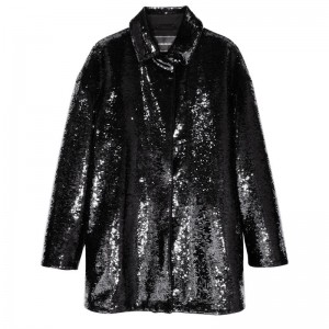 Black Longchamp Women's Coats | 0941-MGFAS