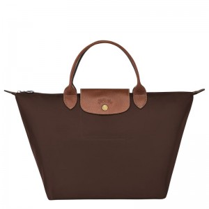 Chocolate Longchamp Le Pliage Original M Women's Handbag | 8257-HTUJY