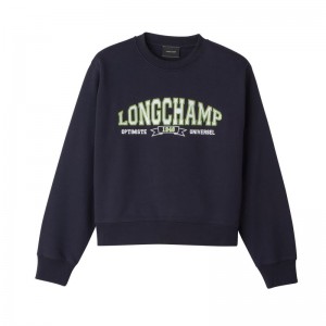 Navy Longchamp Women's Sweatshirts | 1072-RHOUY
