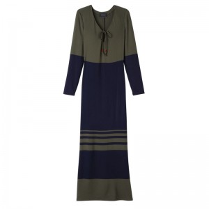 Navy / Khaki Longchamp Long Women's Dress | 0865-UDYJC
