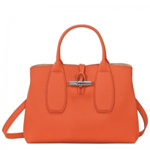 Orange Longchamp Roseau M Women's Handbag | 7629-ERVMD