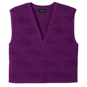Purple Longchamp Sleeveless Women's Sweaters | 2560-LFBKX