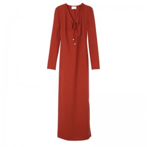 Red Longchamp Long Women's Dress | 9623-VRJMP