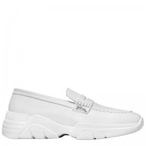 White Longchamp Au Sultan Women's Loafers | 5371-SJFZA