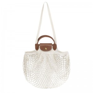 White Longchamp Le Pliage Filet L Women's Handbag | 5029-CRDSW