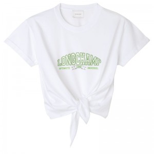 White Longchamp Tied Women's T Shirts | 6325-QBJSR