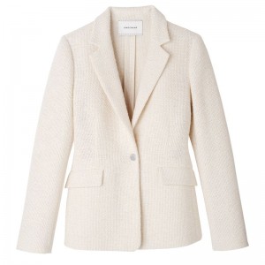 White Longchamp Women's Jackets | 9581-PLSVQ