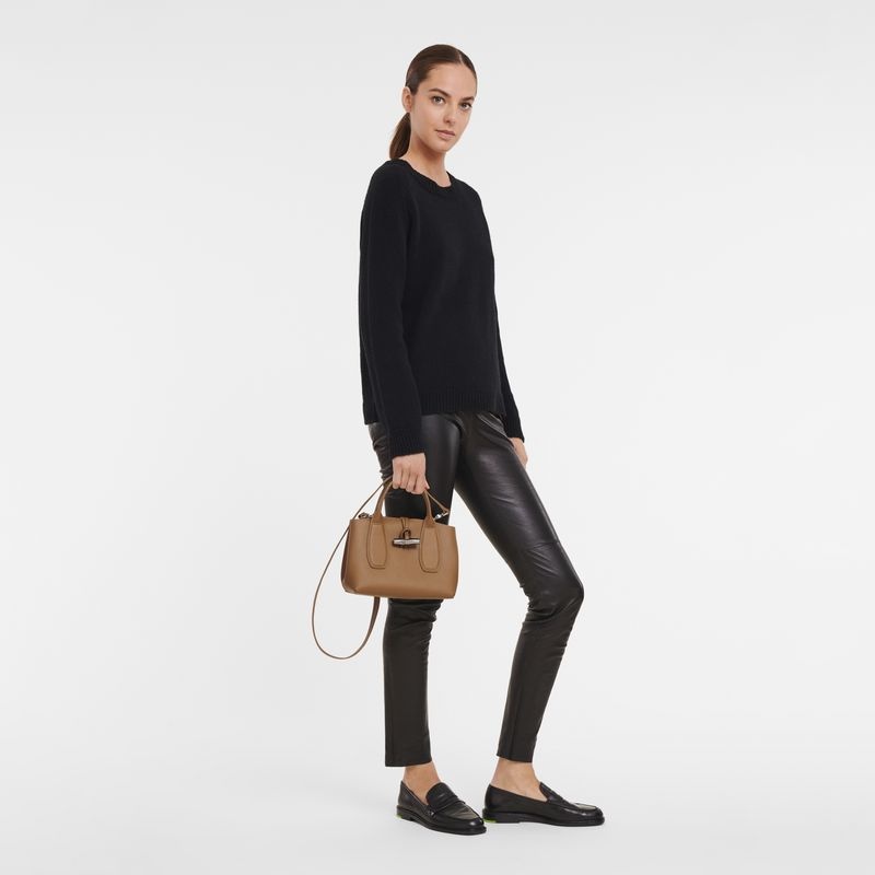 Beige Longchamp Roseau S Women's Handbag | 9380-LIJYR