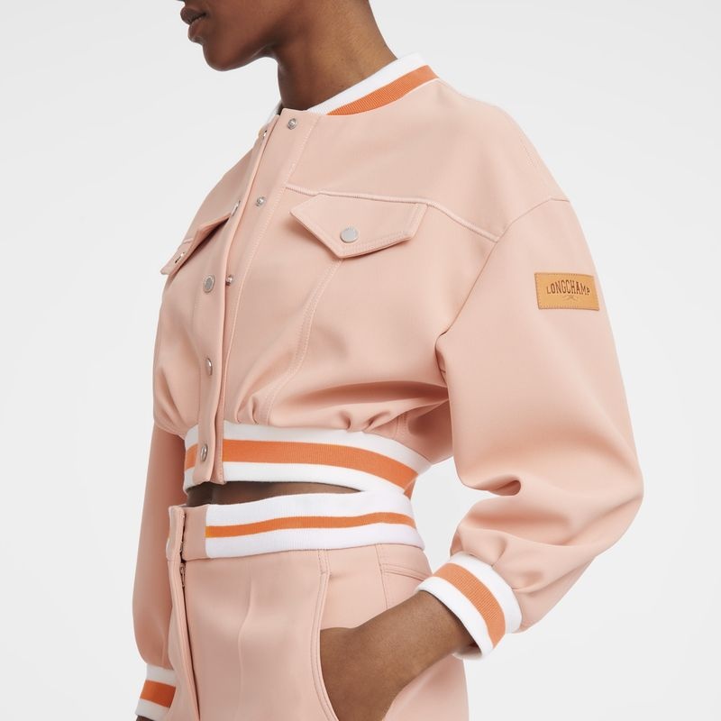 Beige Longchamp Short Women's Jackets | 5328-AQDOZ