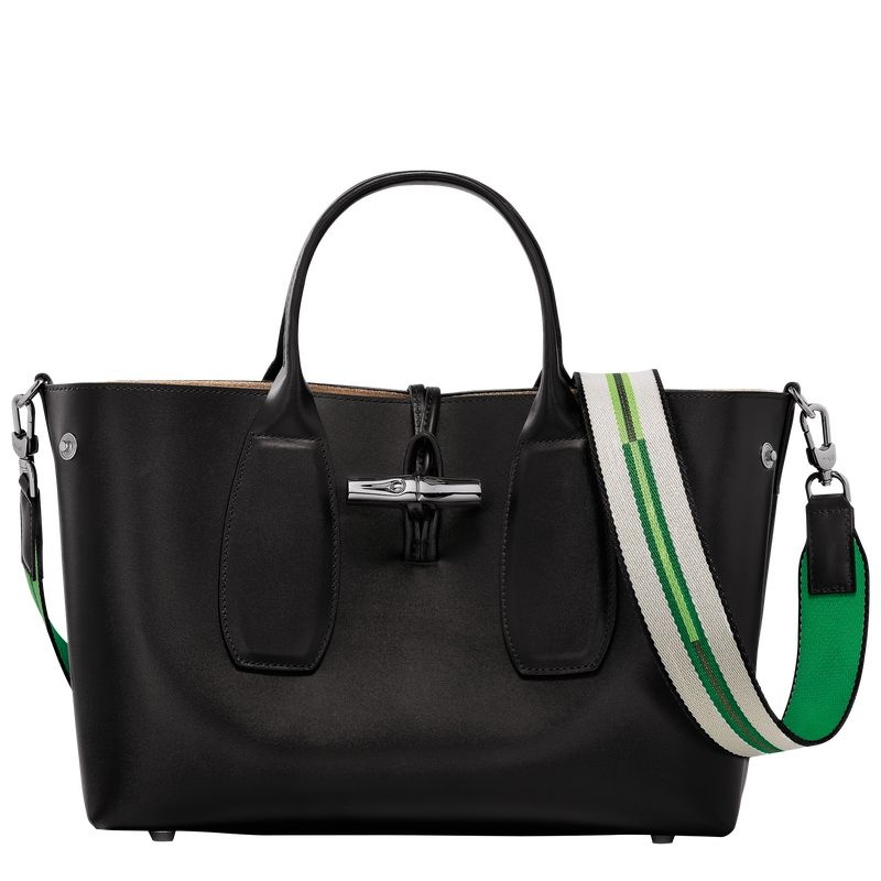 Black Longchamp Roseau M Women's Handbag | 3945-KCENZ