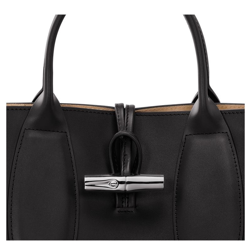 Black Longchamp Roseau M Women's Handbag | 3945-KCENZ