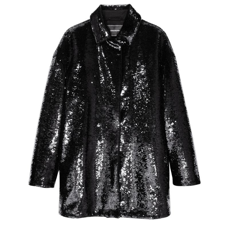 Black Longchamp Women\'s Coats | 0941-MGFAS
