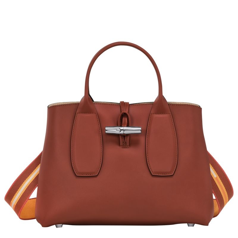 Brown Longchamp Roseau M Women\'s Handbag | 2194-SCFLQ