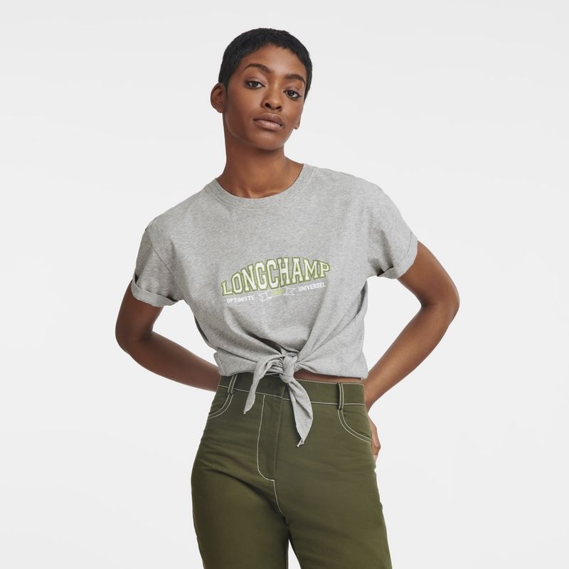 Grey Longchamp Tied Women's T Shirts | 5312-JZUTY