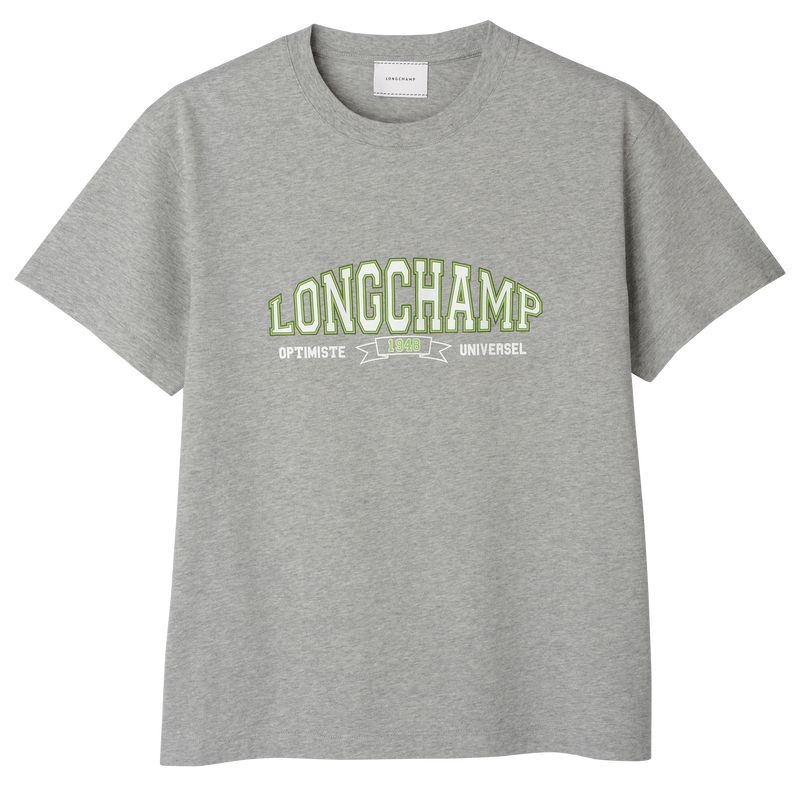 Grey Longchamp Women\'s T Shirts | 2839-DHOXJ