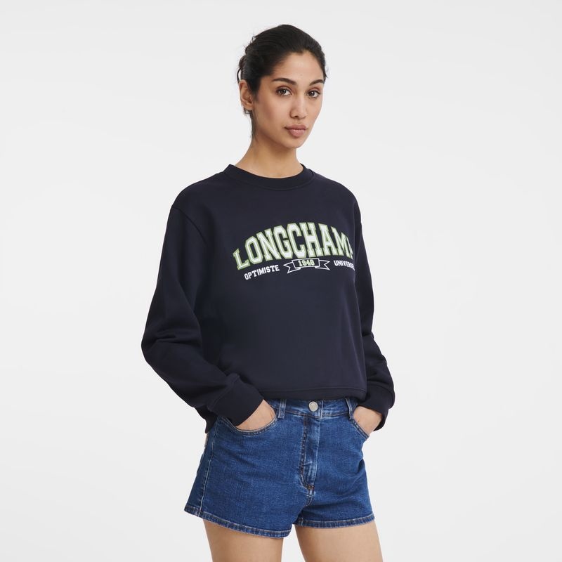 Navy Longchamp Women's Sweatshirts | 1072-RHOUY