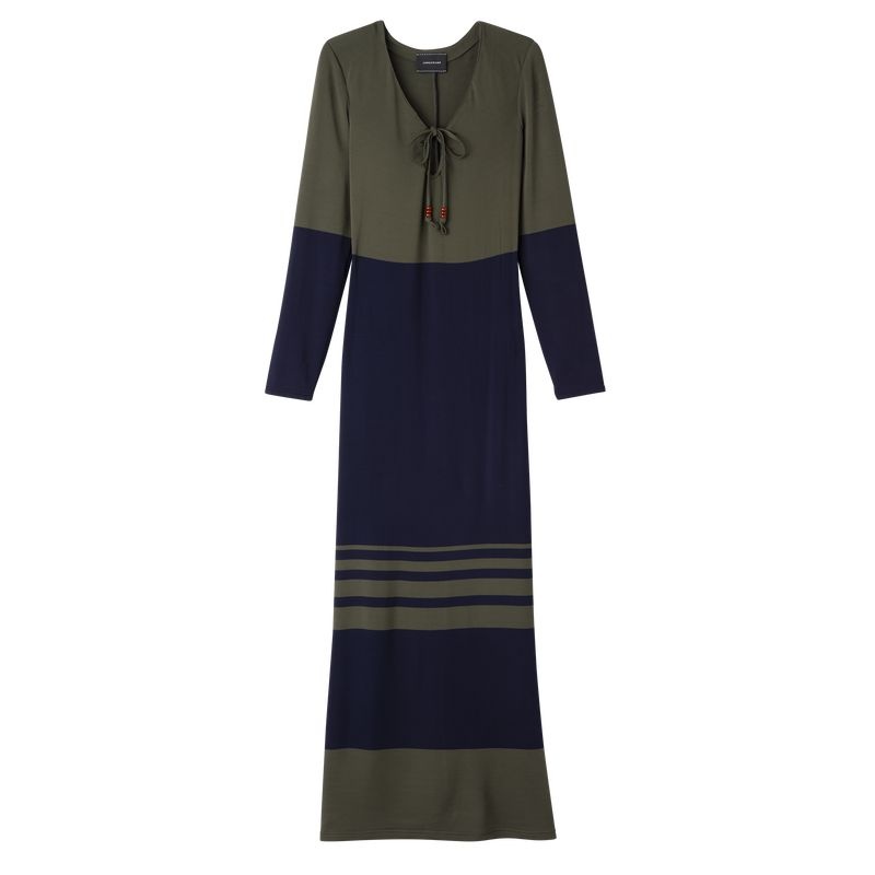 Navy / Khaki Longchamp Long Women\'s Dress | 0865-UDYJC