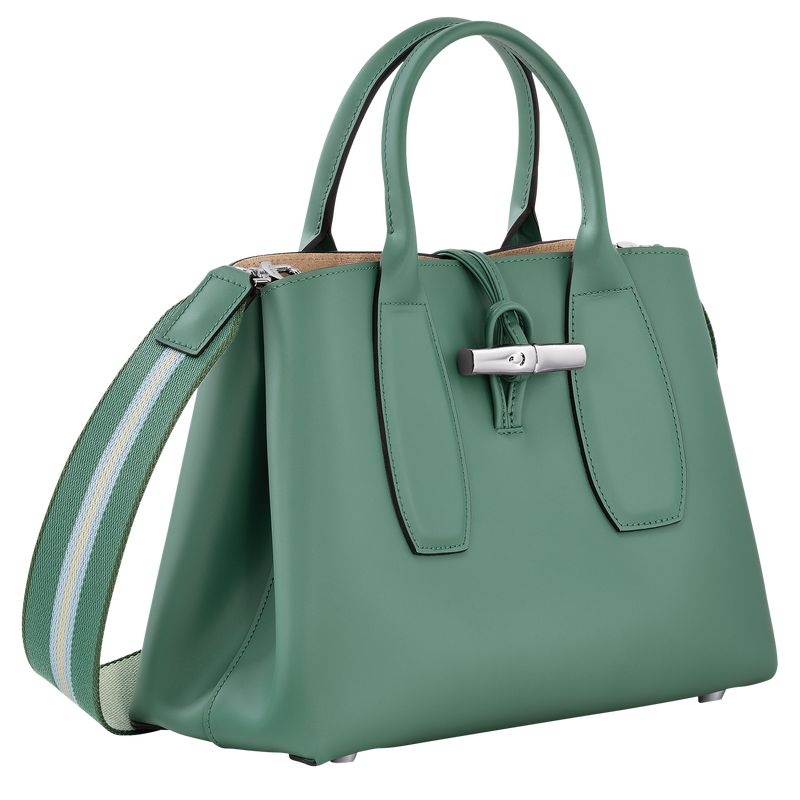 Olive Longchamp Roseau M Women's Handbag | 1043-AWQND