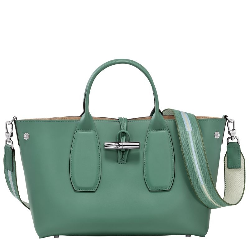 Olive Longchamp Roseau M Women's Handbag | 1043-AWQND