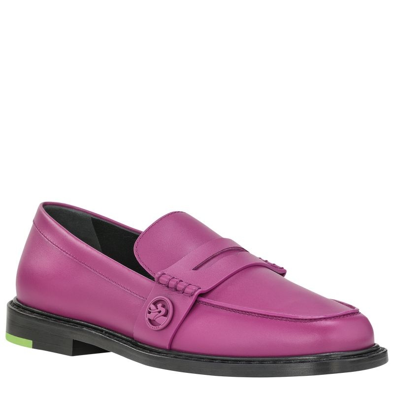 Purple Longchamp Box-Trot Women's Loafers | 2608-XNSAW