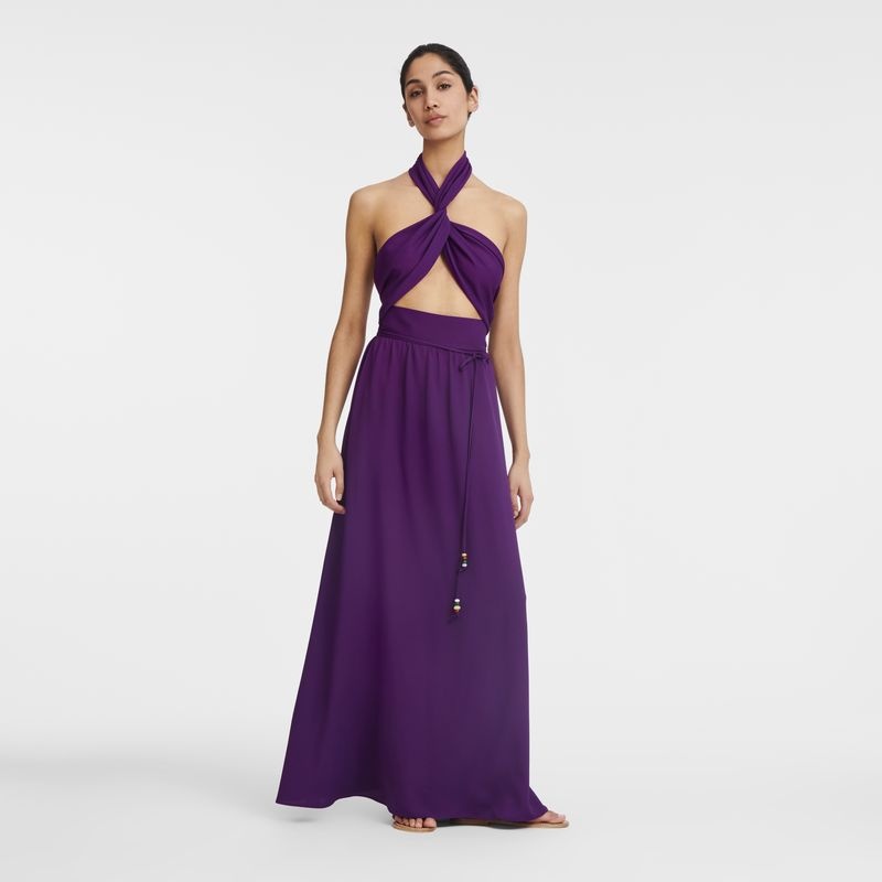 Purple Longchamp Long Women's Dress | 6719-PEZVU