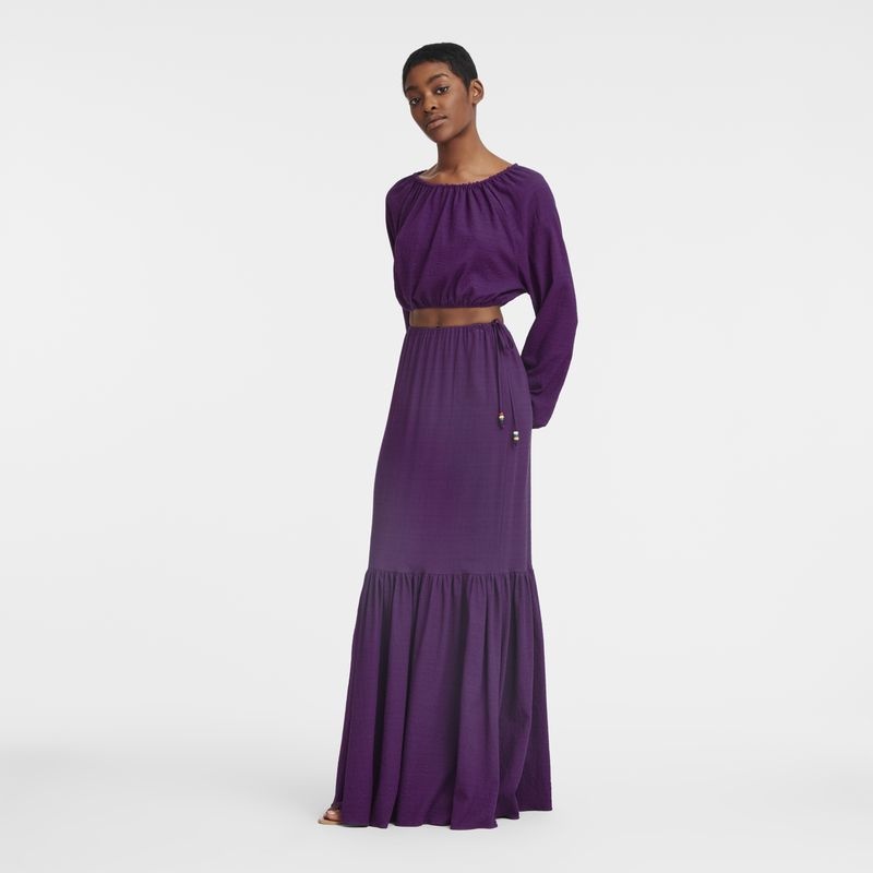 Purple Longchamp Long Women's Skirts | 4896-GZXTS