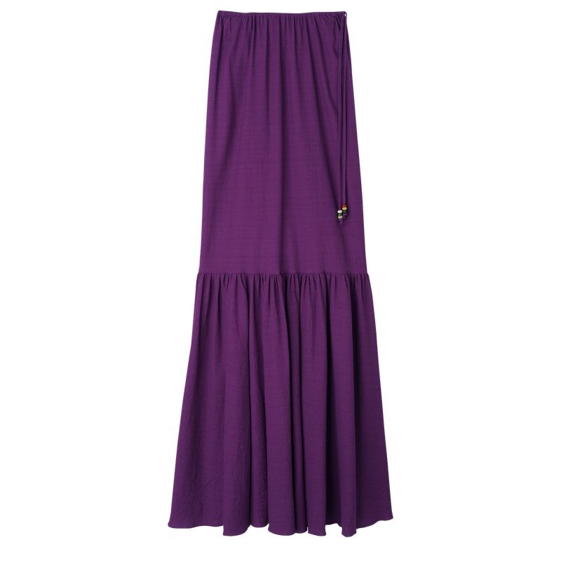 Purple Longchamp Long Women\'s Skirts | 4896-GZXTS