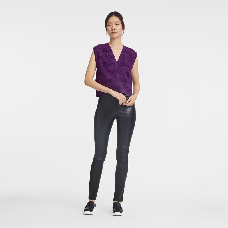 Purple Longchamp Sleeveless Women's Sweaters | 2560-LFBKX