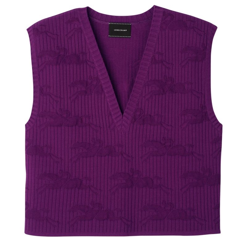 Purple Longchamp Sleeveless Women\'s Sweaters | 2560-LFBKX