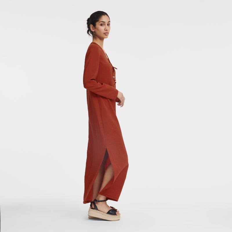 Red Longchamp Long Women's Dress | 9623-VRJMP