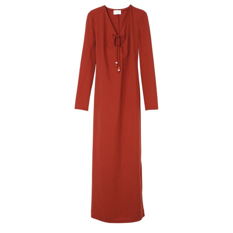Red Longchamp Long Women\'s Dress | 9623-VRJMP