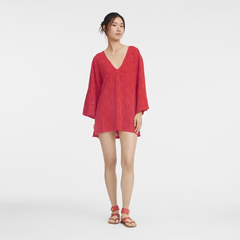 Red Longchamp  Women's Dress | 0619-DRNXA