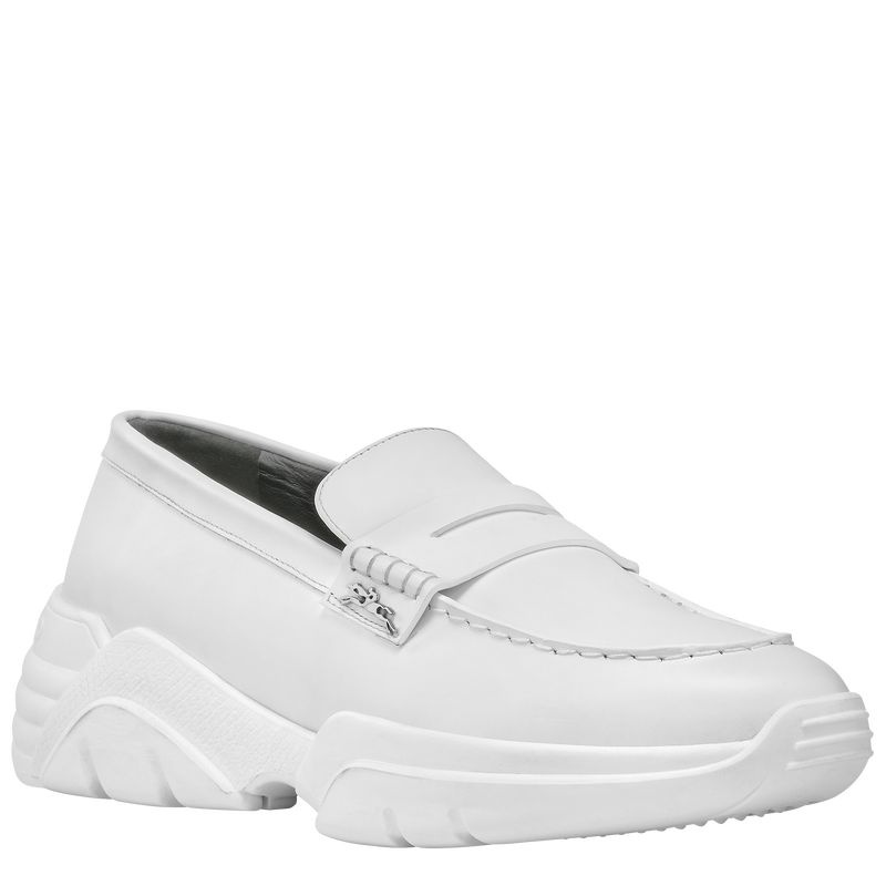 White Longchamp Au Sultan Women's Loafers | 5371-SJFZA