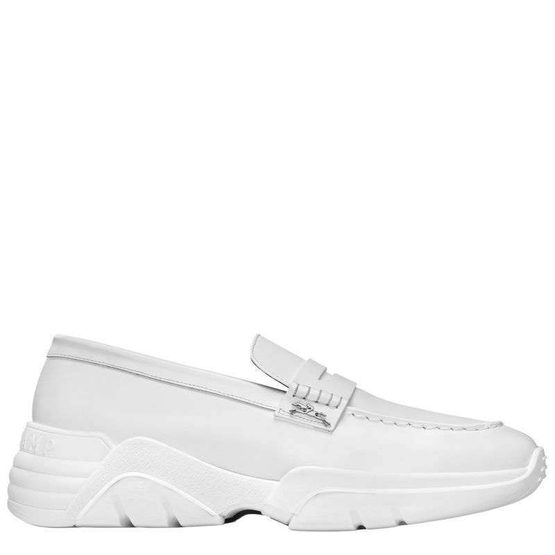 White Longchamp Au Sultan Women\'s Loafers | 5371-SJFZA