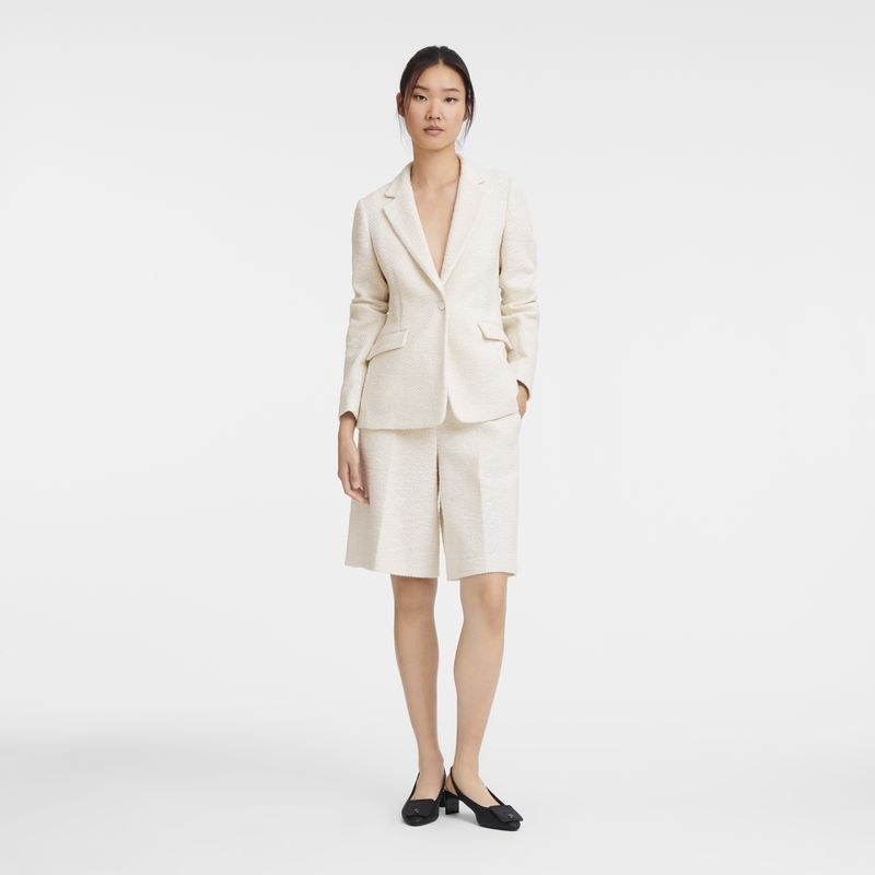 White Longchamp Women's Jackets | 9581-PLSVQ