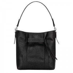 Black Longchamp 3D M Women's Hobo Bag | 3647-VPBXN