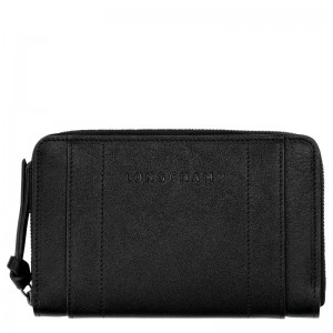 Black Longchamp 3D Women's Wallet | 3618-QMAFB