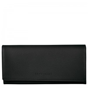 Black Longchamp Le Foulonné Continental Women's Wallet | 7804-MYNTX