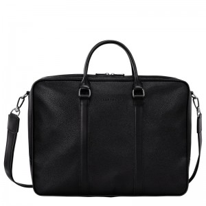 Black Longchamp Le Foulonné L Men's Briefcase | 0362-WVCOD