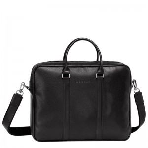 Black Longchamp Le Foulonné M Men's Briefcase | 3761-TVDNE
